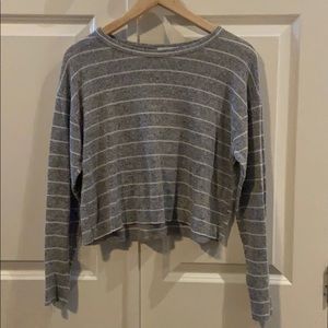 Grey and white striped long sleeve